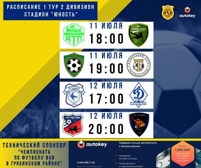 Первый тур «Чемпионата в Грязинском районе по футболу 8X8» - 2 дивизион