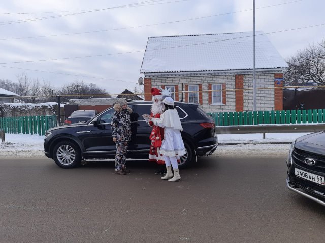 Дед Мороз и Снегурочка поздравляли грязинских водителей с наступающим Новым годом